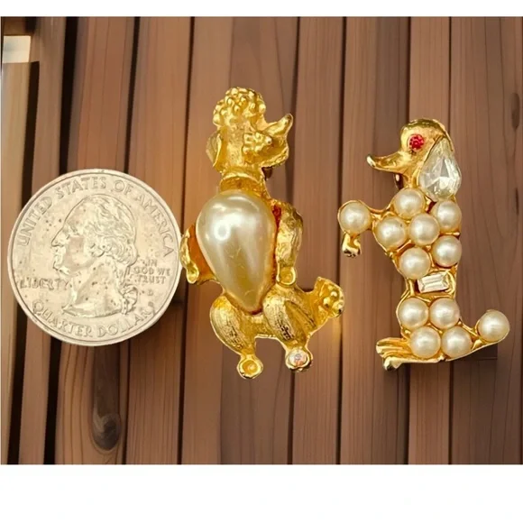 Vintage Dog Brooches Lot Gerry’s Pearl & Gems Jelly Belly Poodle Cocker Spaniel - Picture 6 of 8
